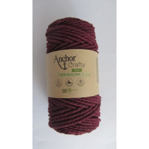 Anchor Crafty Fine makramé fonal, burgundi piros színű,  színkód:00119