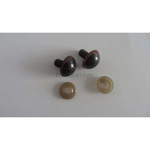 Biztonsági szem játékhoz/bábuhoz, méret: 15 mm, barna színű - 1 pár