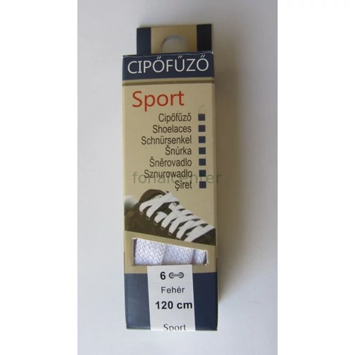  Cipőfűző, SPORT, 120cm-es, fehér színű