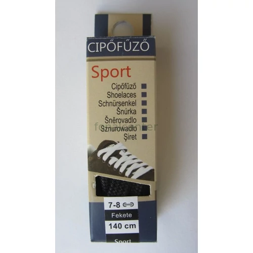  Cipőfűző, SPORT, 140cm-es, fekete színű