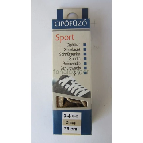  Cipőfűző, SPORT, 75 cm-es, drapp színű