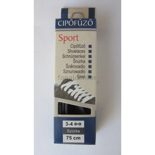  Cipőfűző, SPORT, 75 cm-es, szürke színű