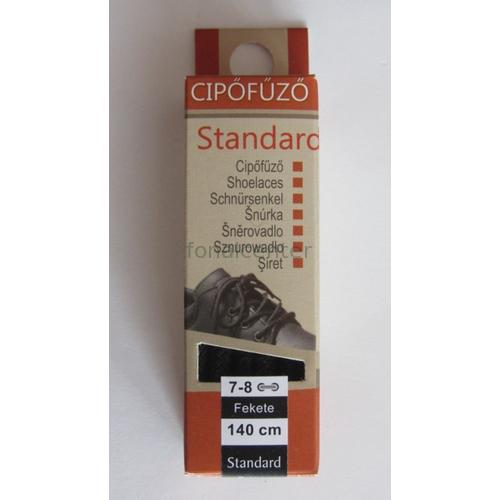 Cipőfűző, STANDARD, 140 cm-es, fekete színű