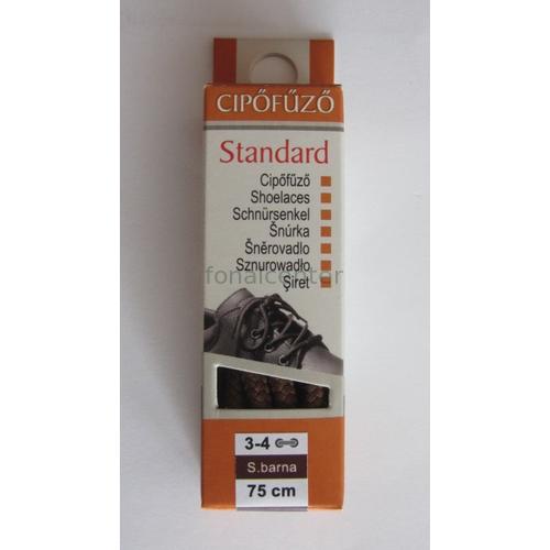  Cipőfűző, STANDARD, 75 cm-es, sötét barna színű