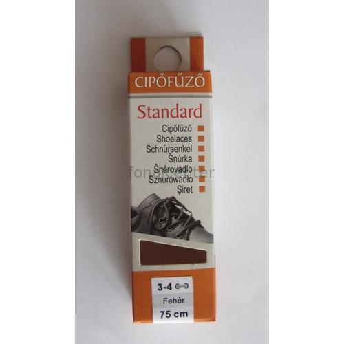  Cipőfűző, STANDARD, 75 cm-es, fehér színű
