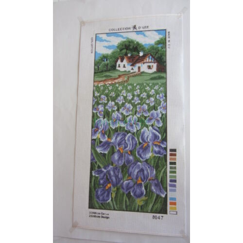Fehér ház virágokkal-előnyomott gobelin kanava-Collection D'Art8047