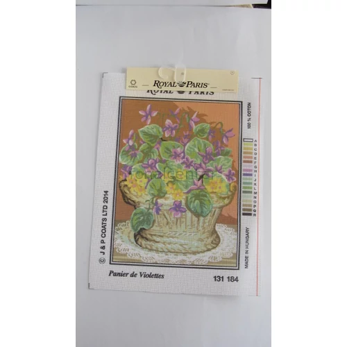 Panier de Violettes/Egy kosár ibolya-előnyomott gobelin kanava-Royal Paris00184
