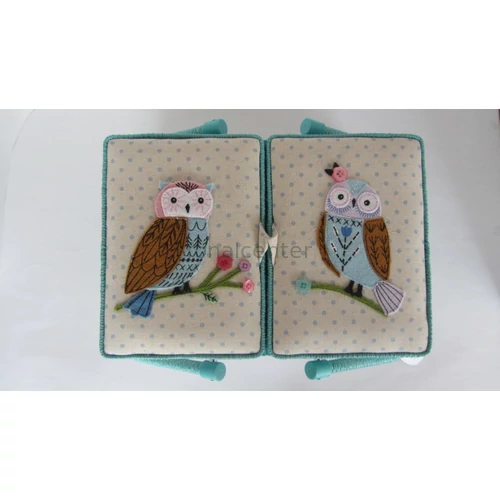 HOBBY GIFT Kettős fedelű varródoboz 'bagoly', nagy méretű