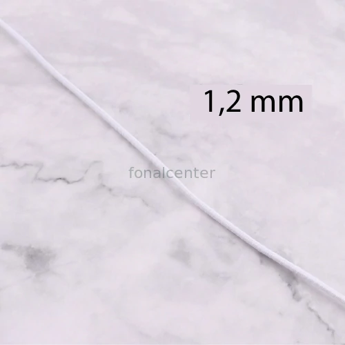 Minőségi, hagyományos kalap gumi, ( kalapgumi )  -  1,2 mm fehér, akár 1 méter is rendelhető!