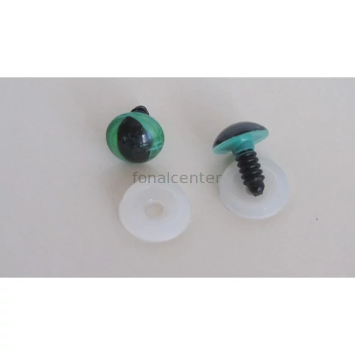 Biztonsági szem játékhoz/bábuhoz, méret: 13,5 mm, zöld színű - 1 pár