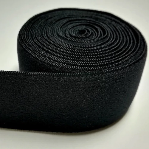 Minőségi plüss nadrág gumi, ( nadrággumi )  -  38 mm, fekete, gazdaságos MEGA PACK  - 50 méter/csomag