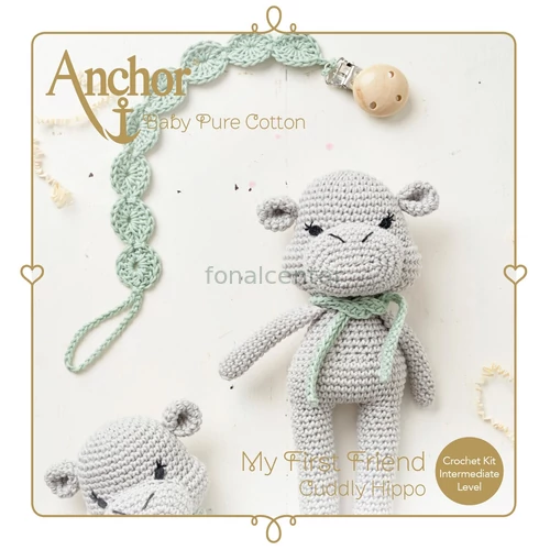 Horgolókészlet-Barátságos víziló/Cuddly Hippo amigurumi figurához
